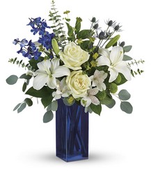 Calming Cobalt Bouquet from Schultz Florists, flower delivery in Chicago